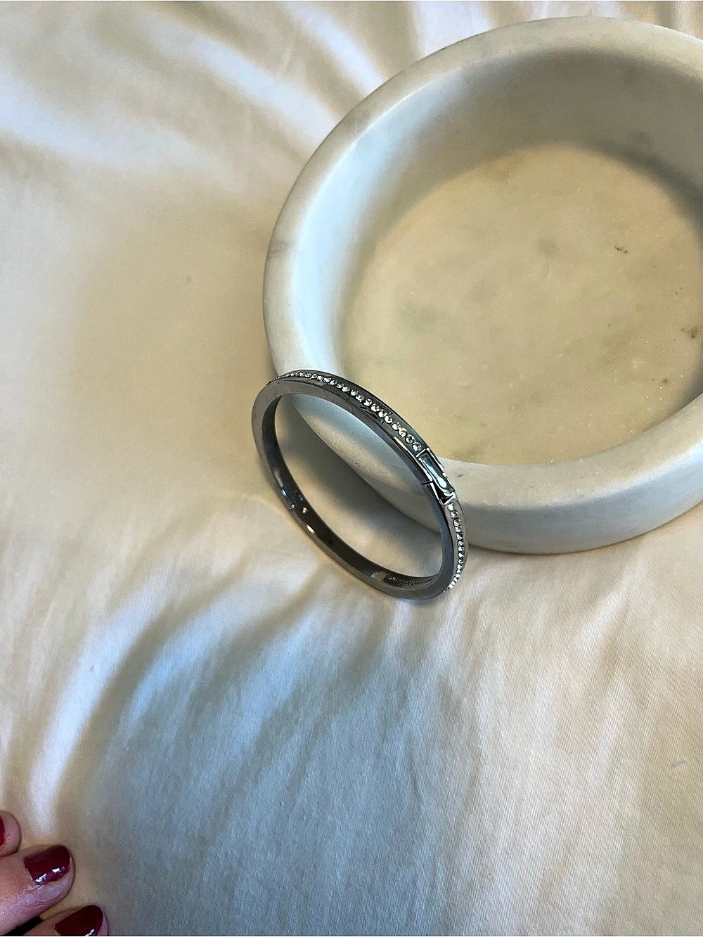 Crystal Accent Cuff Bracelet in Black & Silver
